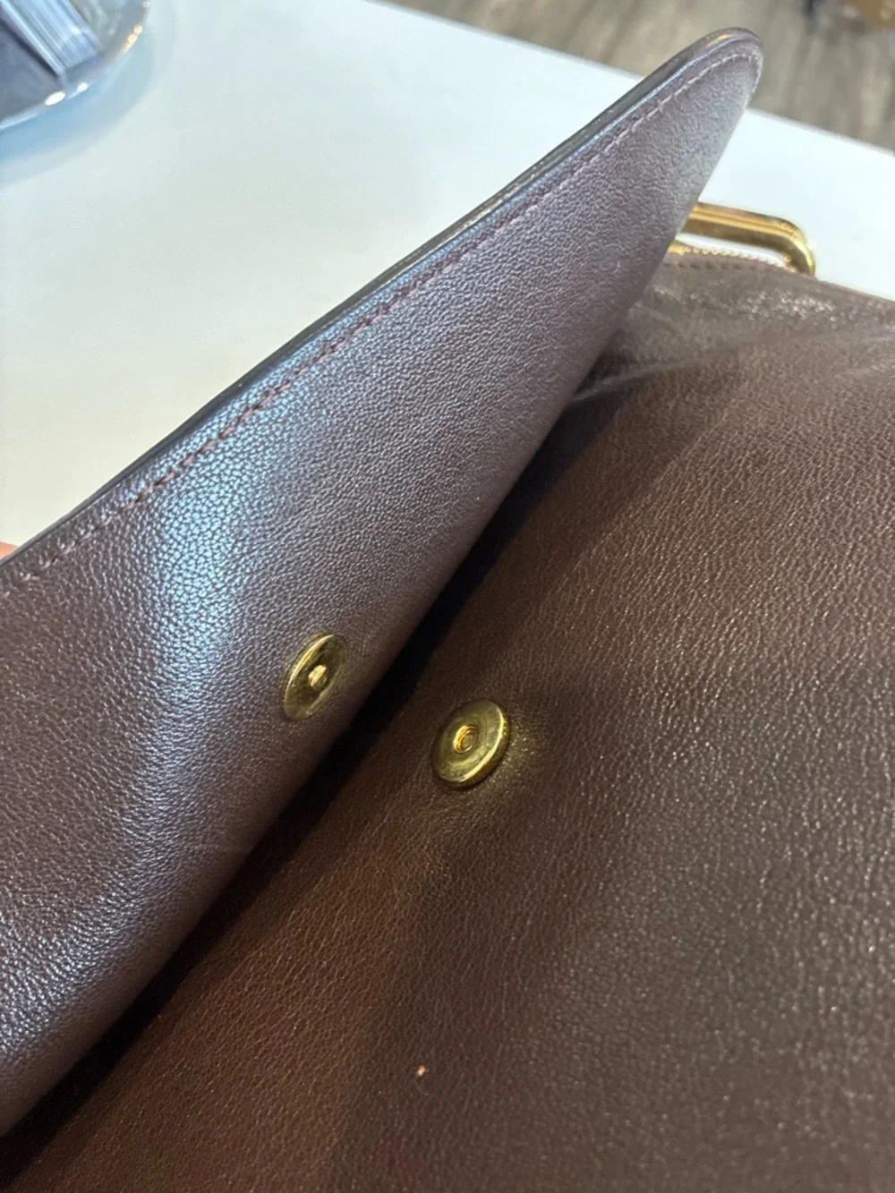 Marc Jacob’s paradise Baxter Brown Leather Shoulder Bag Gold Hardware
